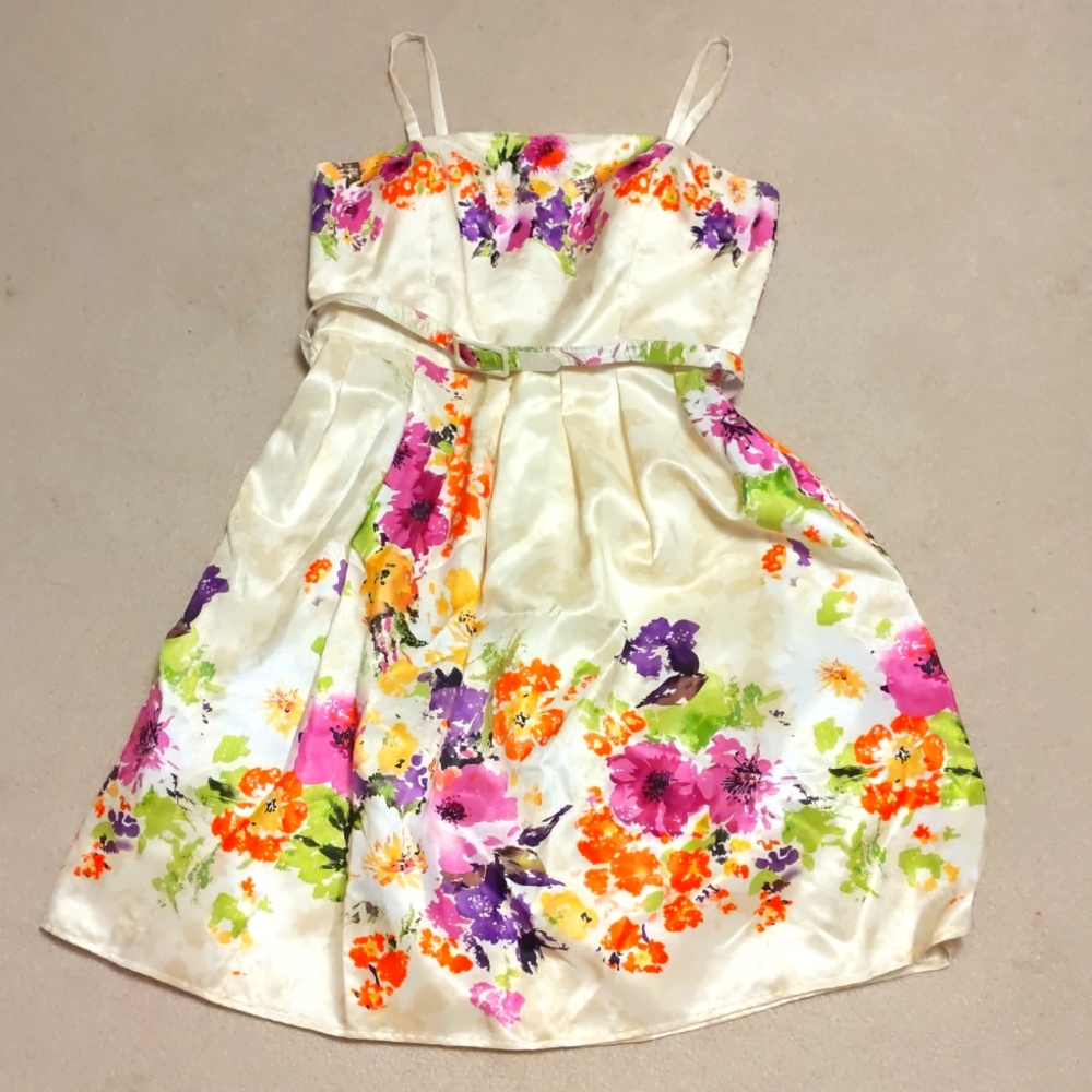 J Howard Cream & Floral Midi Dress